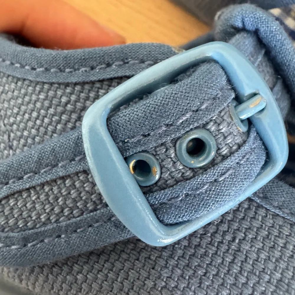 Kids Navy T-Strap Canvas Shoes